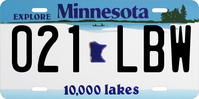 MN license plate 021LBW