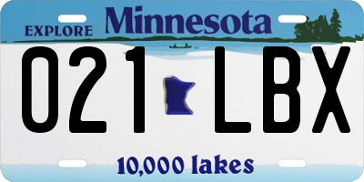 MN license plate 021LBX