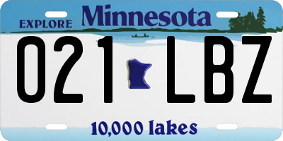 MN license plate 021LBZ