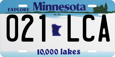MN license plate 021LCA