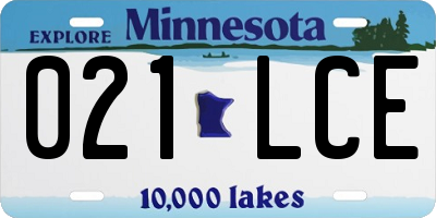 MN license plate 021LCE