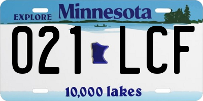 MN license plate 021LCF
