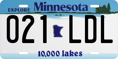 MN license plate 021LDL
