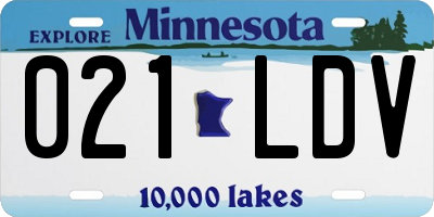 MN license plate 021LDV