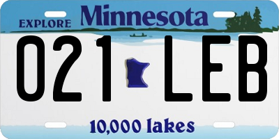 MN license plate 021LEB