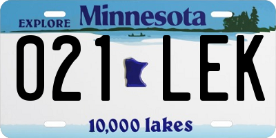 MN license plate 021LEK