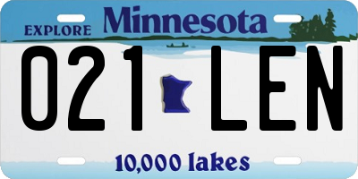 MN license plate 021LEN
