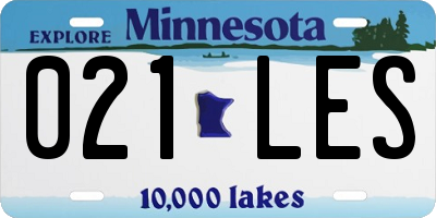 MN license plate 021LES