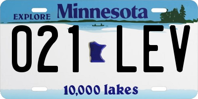 MN license plate 021LEV