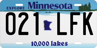 MN license plate 021LFK