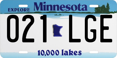 MN license plate 021LGE