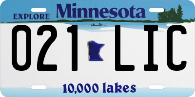 MN license plate 021LIC