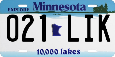 MN license plate 021LIK