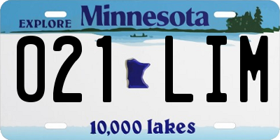 MN license plate 021LIM