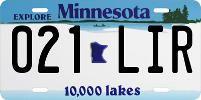 MN license plate 021LIR