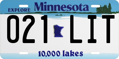 MN license plate 021LIT