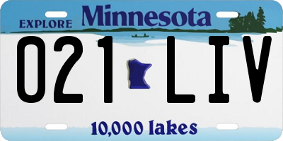 MN license plate 021LIV