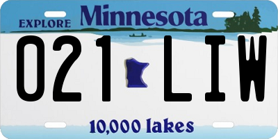 MN license plate 021LIW