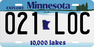 MN license plate 021LOC