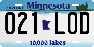 MN license plate 021LOD