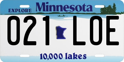 MN license plate 021LOE