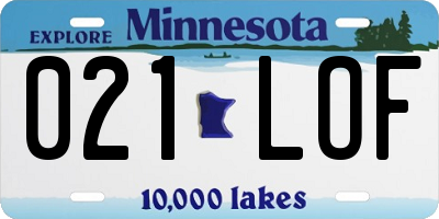 MN license plate 021LOF