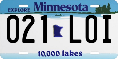 MN license plate 021LOI