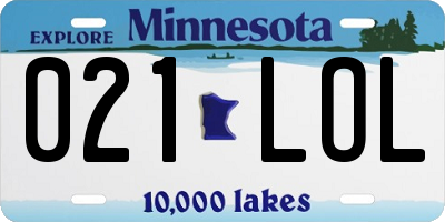 MN license plate 021LOL