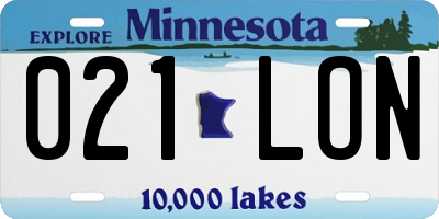 MN license plate 021LON