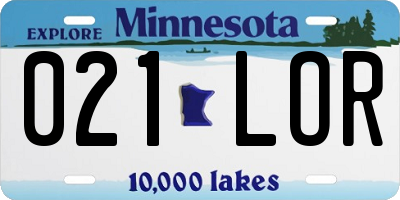 MN license plate 021LOR