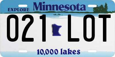 MN license plate 021LOT