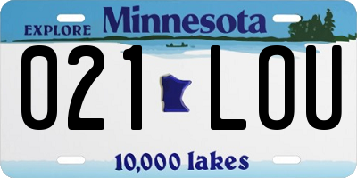MN license plate 021LOU