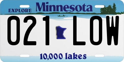MN license plate 021LOW
