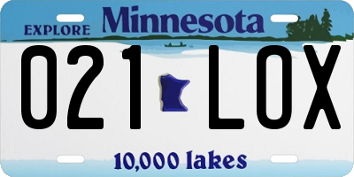 MN license plate 021LOX
