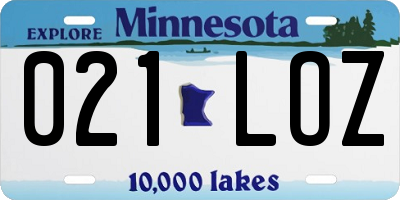 MN license plate 021LOZ