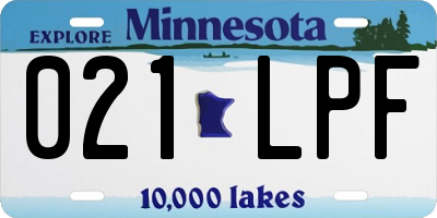 MN license plate 021LPF