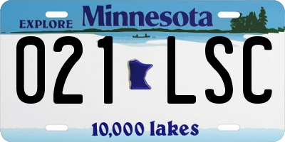 MN license plate 021LSC