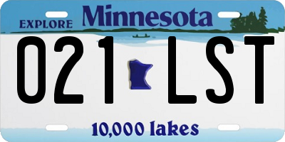 MN license plate 021LST
