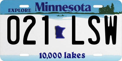 MN license plate 021LSW