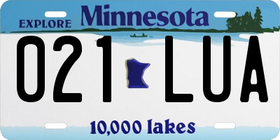 MN license plate 021LUA