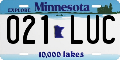 MN license plate 021LUC