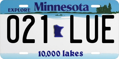 MN license plate 021LUE