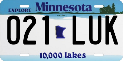 MN license plate 021LUK
