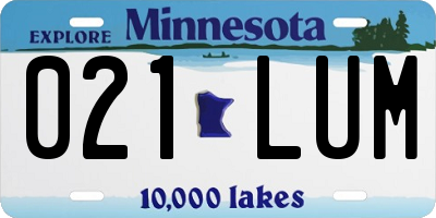 MN license plate 021LUM