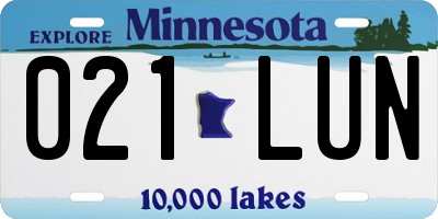MN license plate 021LUN