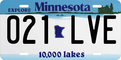 MN license plate 021LVE