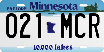 MN license plate 021MCR