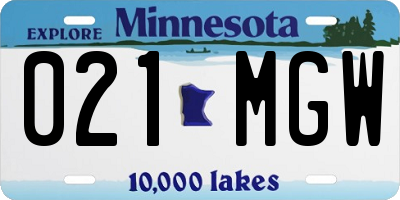 MN license plate 021MGW