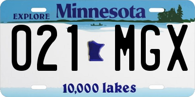 MN license plate 021MGX