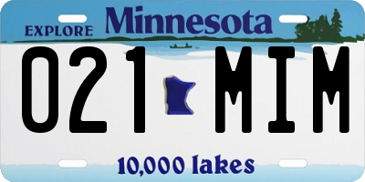 MN license plate 021MIM
